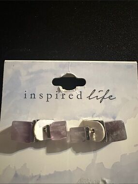Inspire Pale Purple Square Stone Bar Earrings
#71